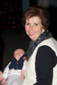 Book Club organizer, Mary Ann Quinn, and the youngest member of the club--her beautiful new grandbaby.