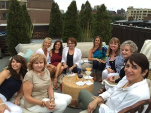 The lovely Rhode Island Book Club, meeting on the rooftop garden of my friend Gina Bolvin Bernaducci ( daughter of a group member)